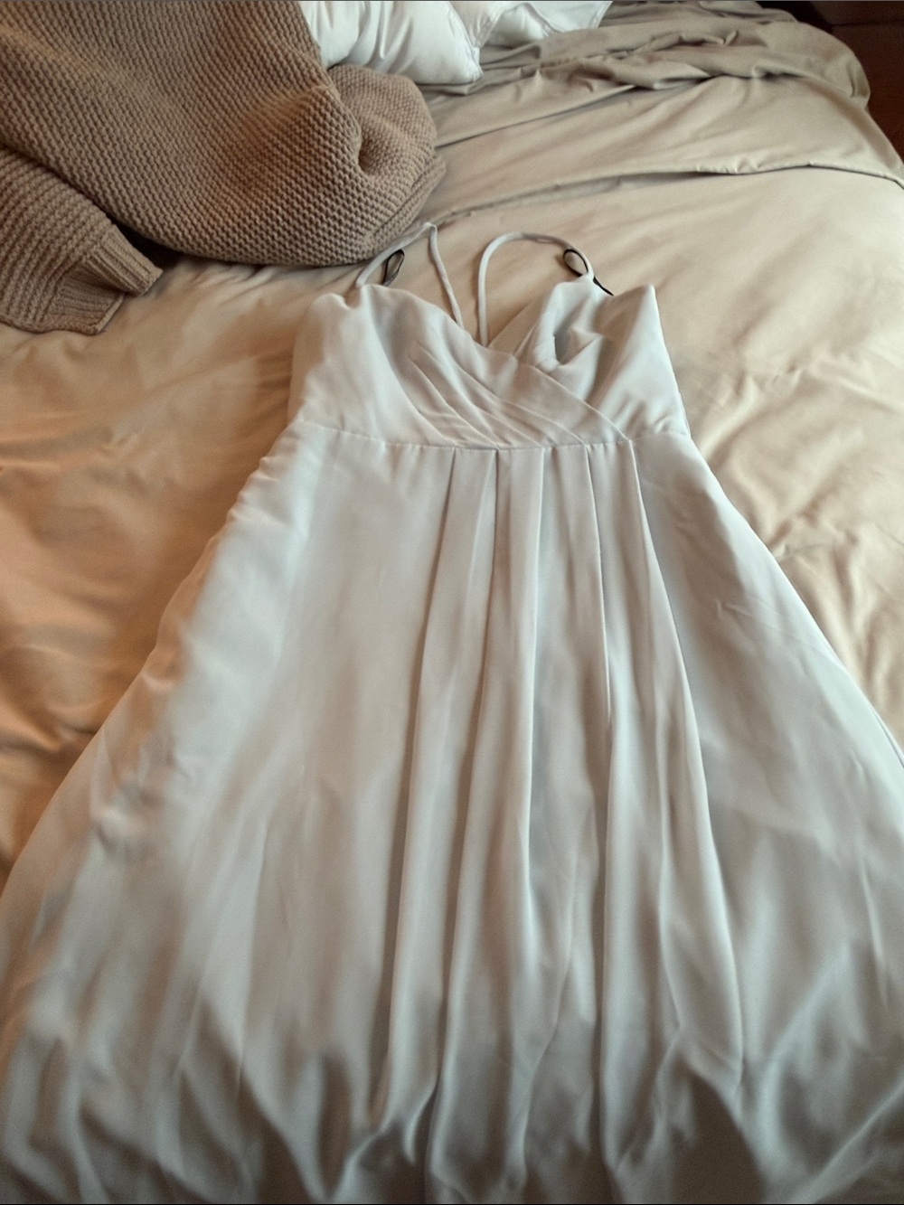 SORELLA VITA Strapless White Pleated A-Line Gown
